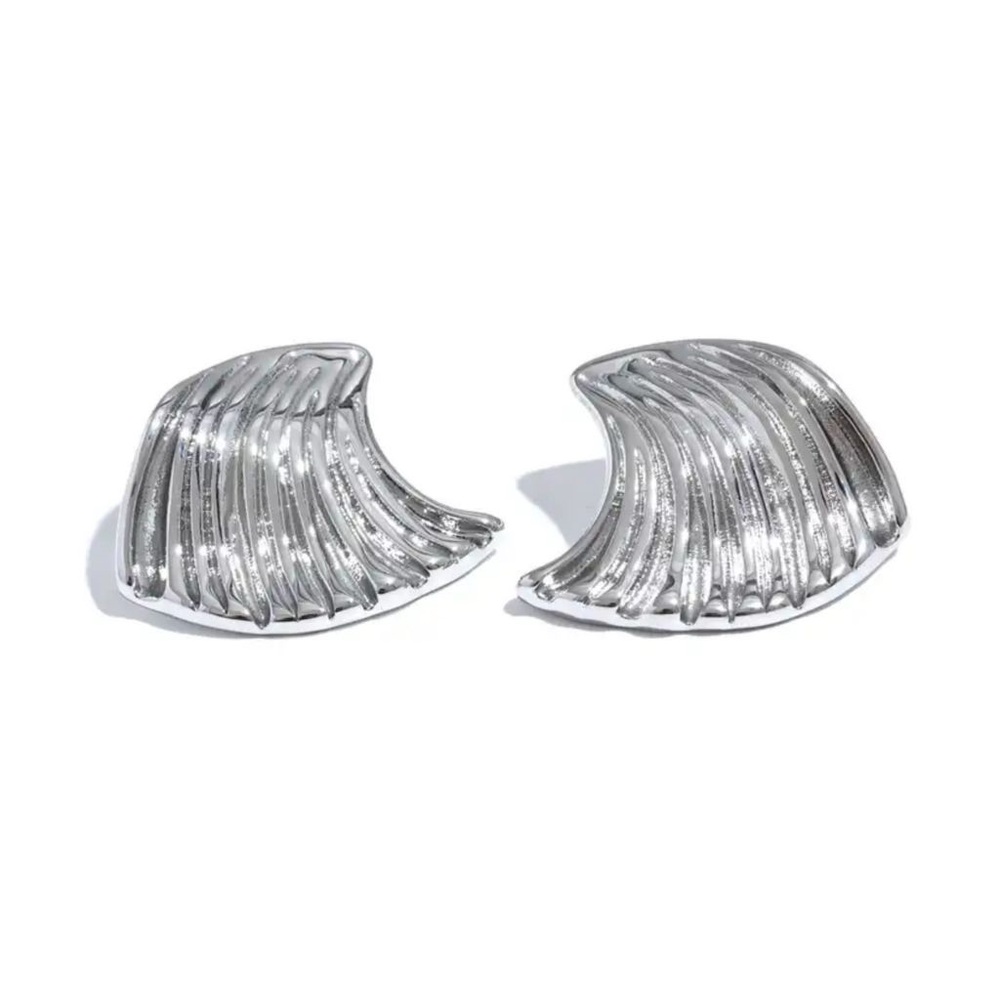 Silver Textured Earrings - Picture 2 of 10